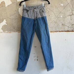 Vintage Gasoline Jeans 50/50 Two Tone High Rise Taper Gray Blue Denim Womens 24